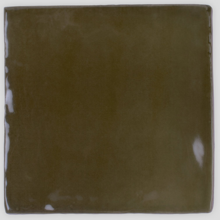 Olive Green Glossy Ceramic Square Wall and Floor Tile