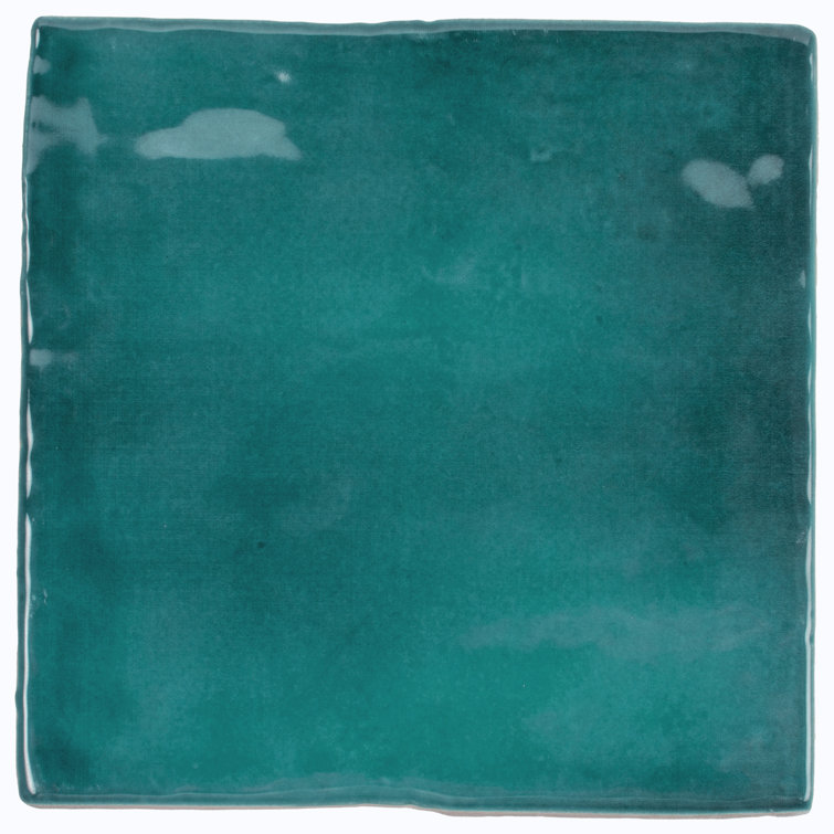 Emerald Glossy Ceramic Square Wall and Floor Tile 3.94 in.