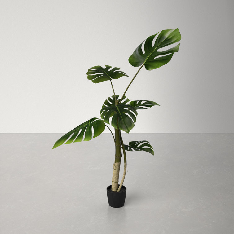 38'' Green Artificial Philodendron Tree in Black Pot