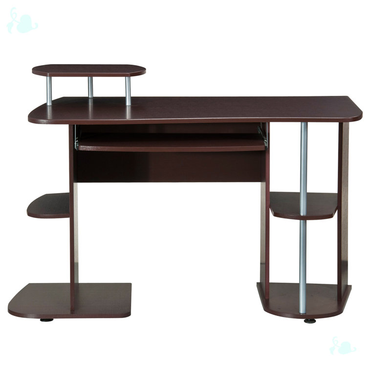 Elegant Chocolate MDF Computer Desk with Keyboard Tray and Storage