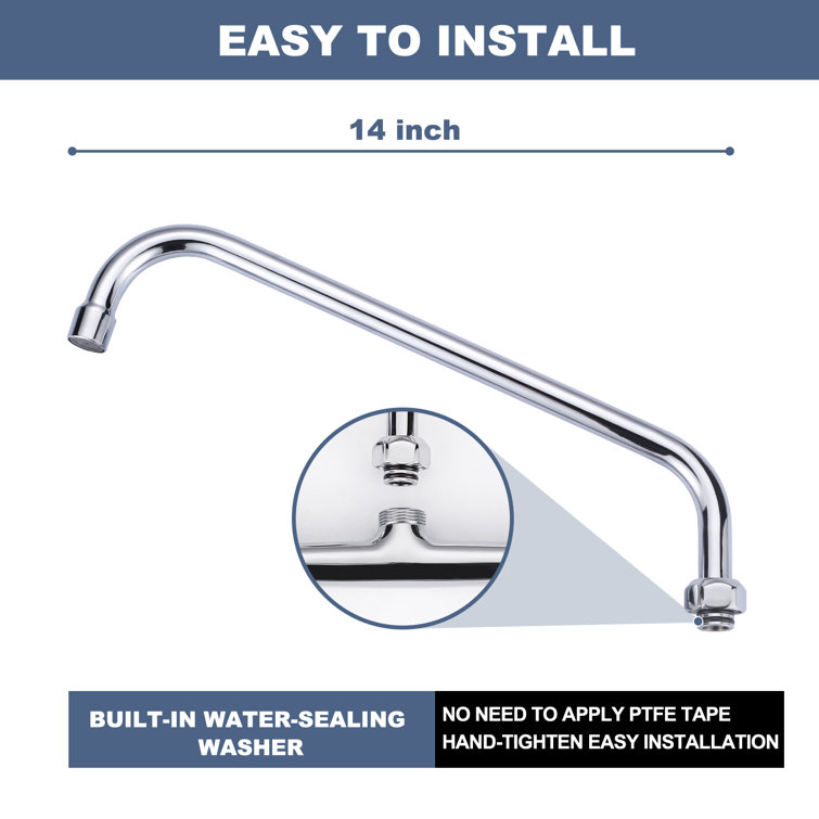 14" Chrome Double Handle Deck Mounted Kitchen Faucet with Swivel Spout