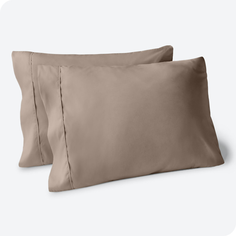 Taupe Cotton Hypoallergenic Embroidered Standard Pillowcase Set