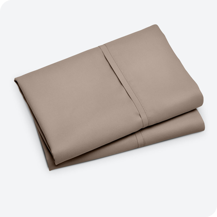 Taupe Cotton Hypoallergenic Embroidered Standard Pillowcase Set