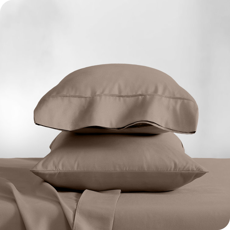 Taupe Cotton Hypoallergenic Embroidered Standard Pillowcase Set