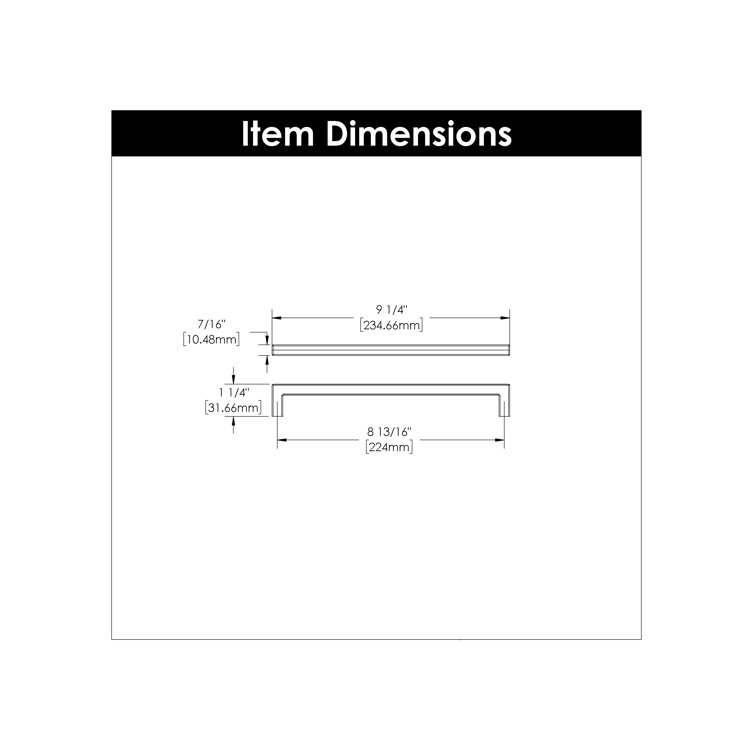 Champagne Bronze Modern Kitchen Cabinet Pulls, 8-13/16"