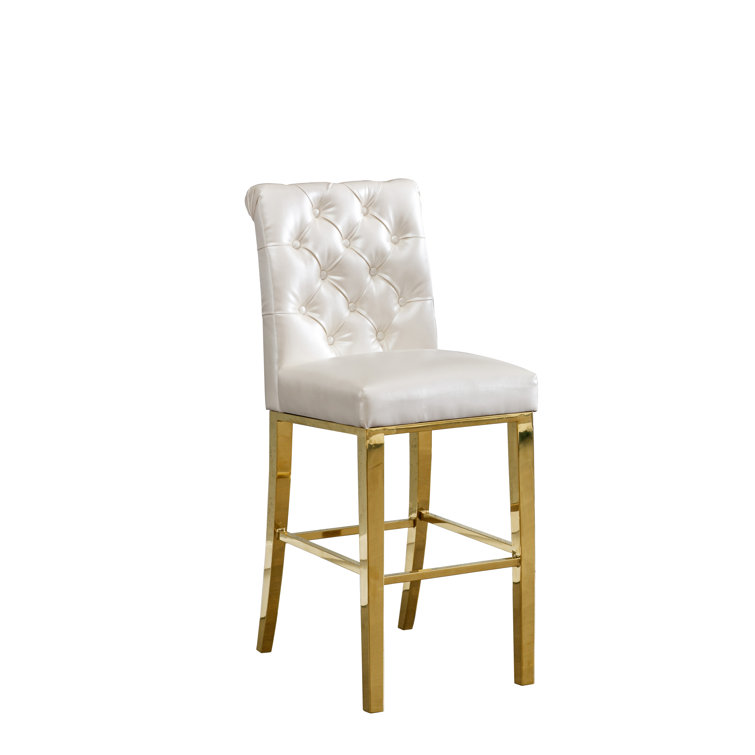 Black Velvet Upholstered Bar Stool with Stainless Steel Frame