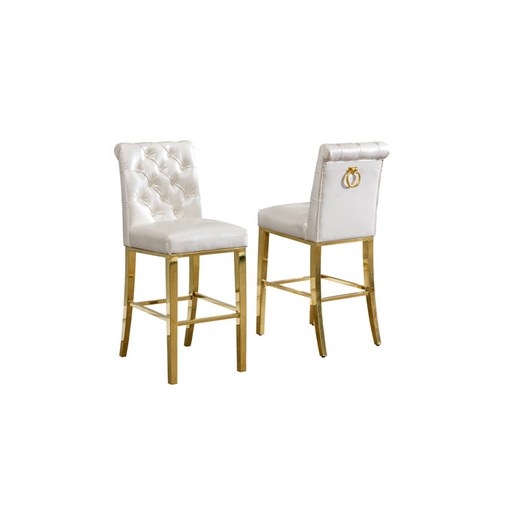 Black Velvet Upholstered Bar Stool with Stainless Steel Frame