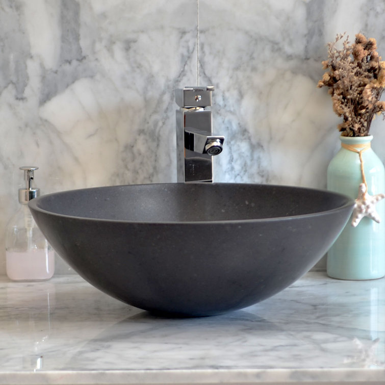 Nero 16.5'' Black Stone Circular Bathroom Sink