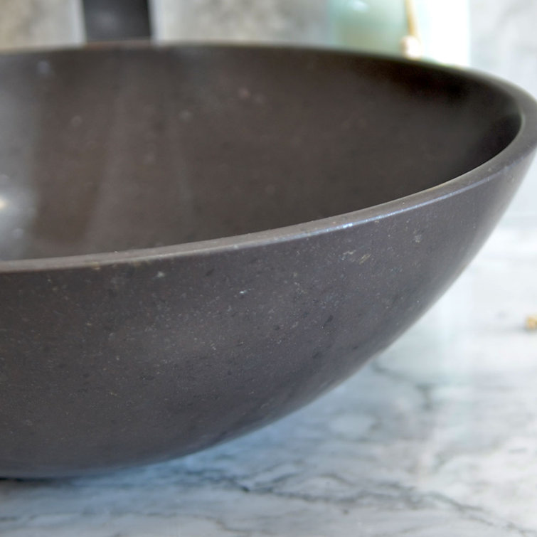 Nero 16.5'' Black Stone Circular Bathroom Sink