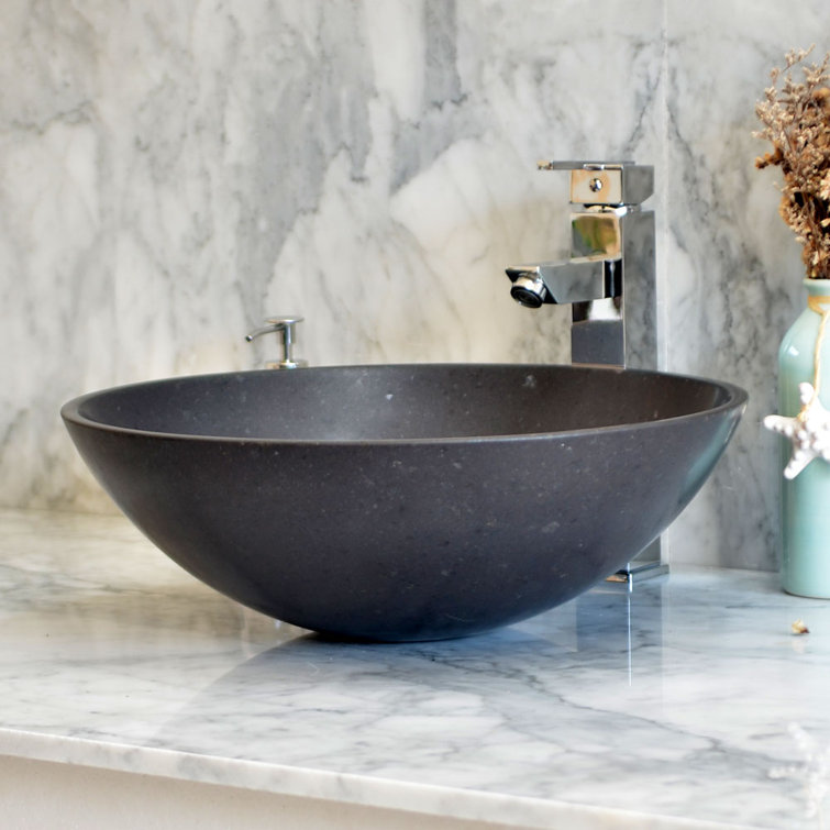 Nero 16.5'' Black Stone Circular Bathroom Sink