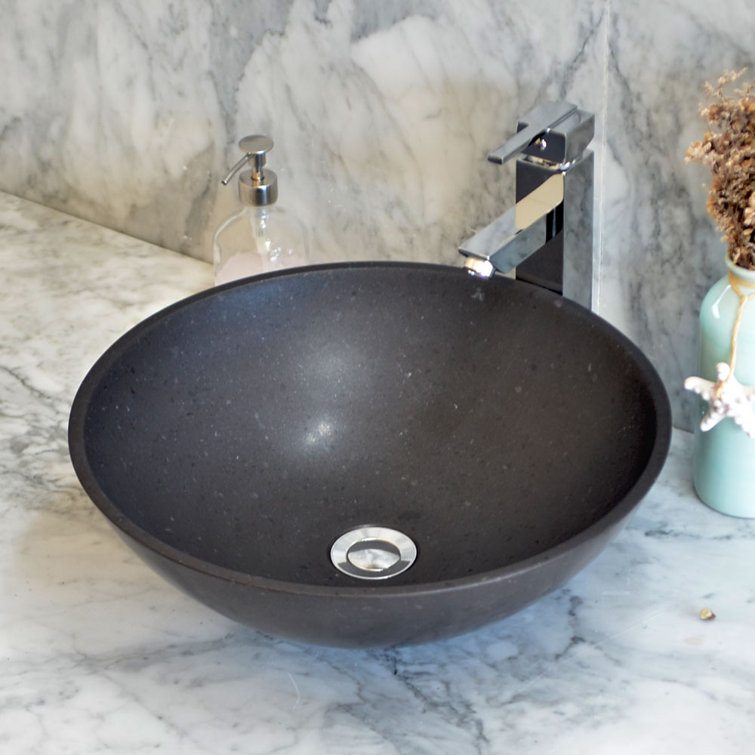 Nero 16.5'' Black Stone Circular Bathroom Sink