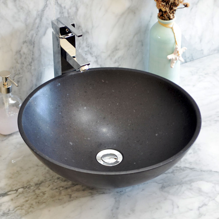 Nero 16.5'' Black Stone Circular Bathroom Sink