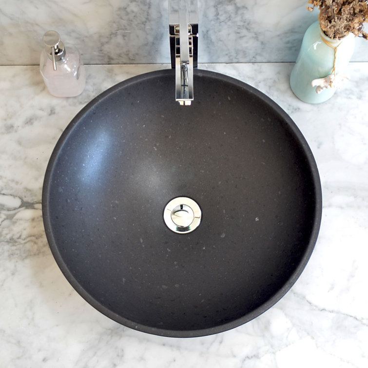 Nero 16.5'' Black Stone Circular Bathroom Sink