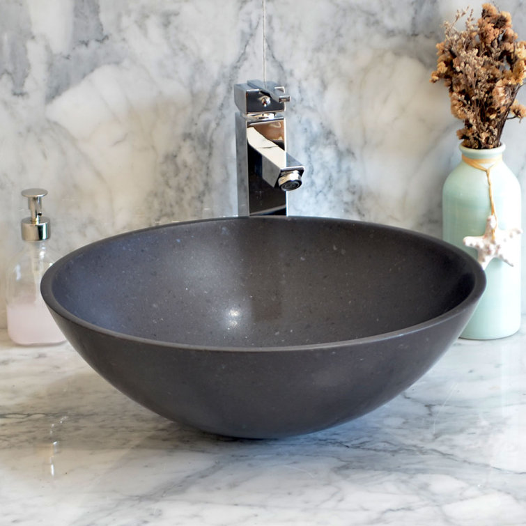 Nero 16.5'' Black Stone Circular Bathroom Sink