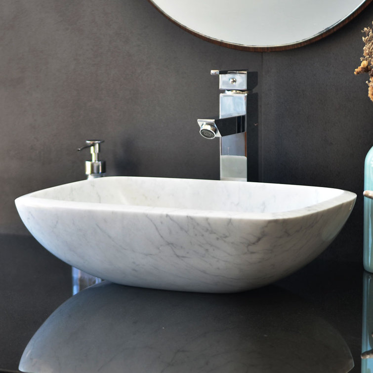 Bentli 16.5'' Carrera White Stone Rectangular Bathroom Sink