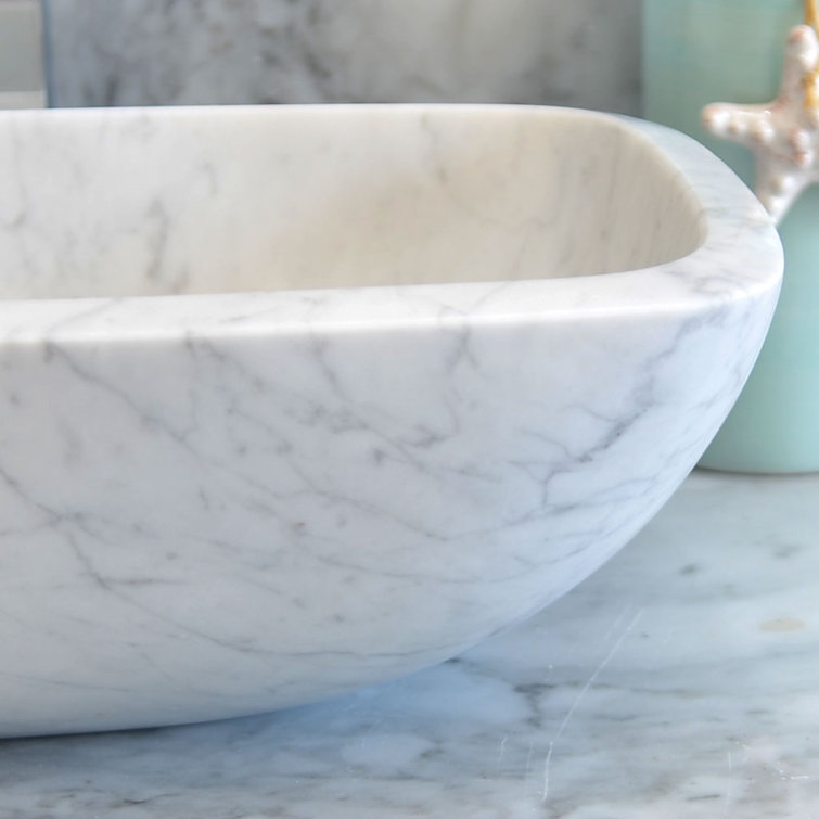 Bentli 16.5'' Carrera White Stone Rectangular Bathroom Sink