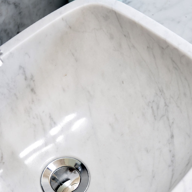 Bentli 16.5'' Carrera White Stone Rectangular Bathroom Sink