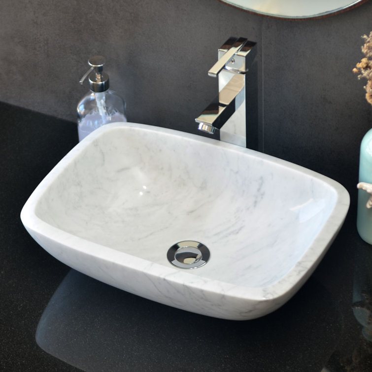 Bentli 16.5'' Carrera White Stone Rectangular Bathroom Sink