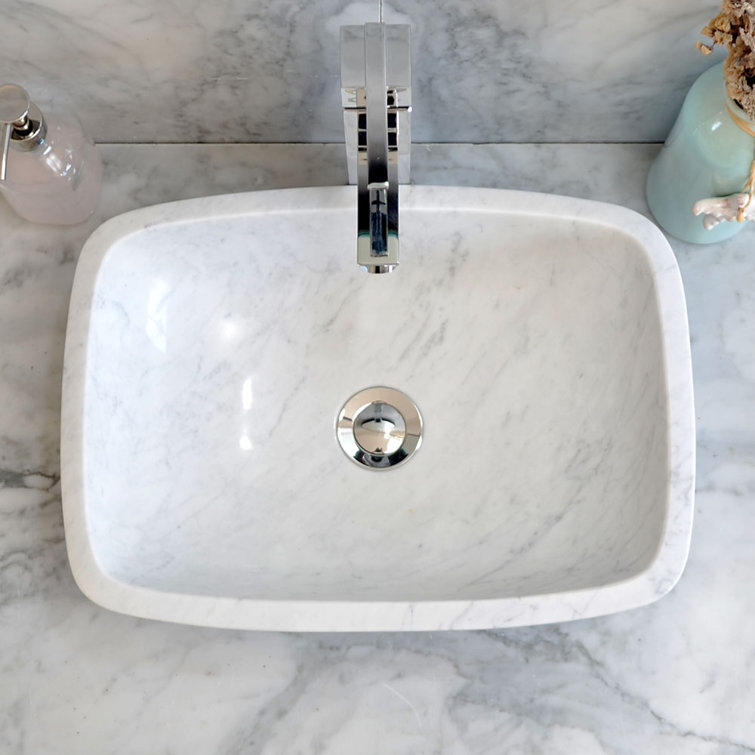 Bentli 16.5'' Carrera White Stone Rectangular Bathroom Sink