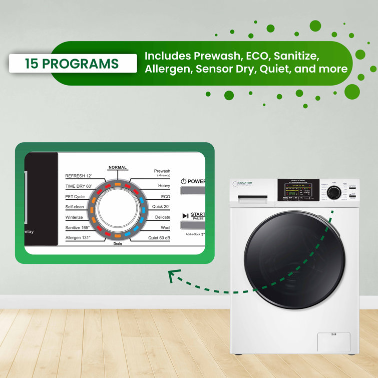 White 1.62cf Ventless All-in-One Washer Dryer with LED Control Panel