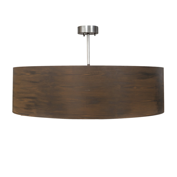 Nickel and Glass 6-Light Drum Pendant