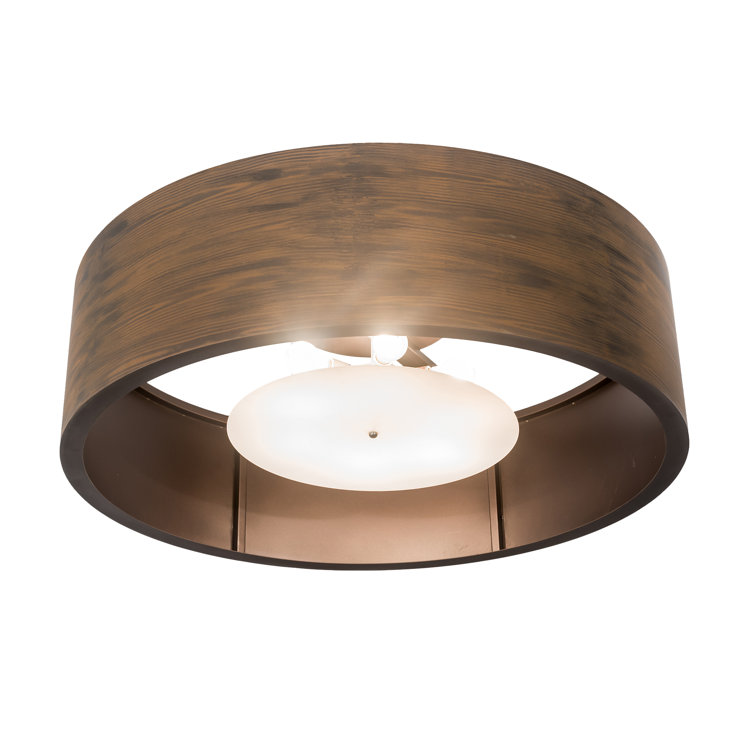 Nickel and Glass 6-Light Drum Pendant