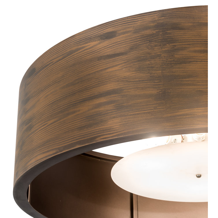 Nickel and Glass 6-Light Drum Pendant