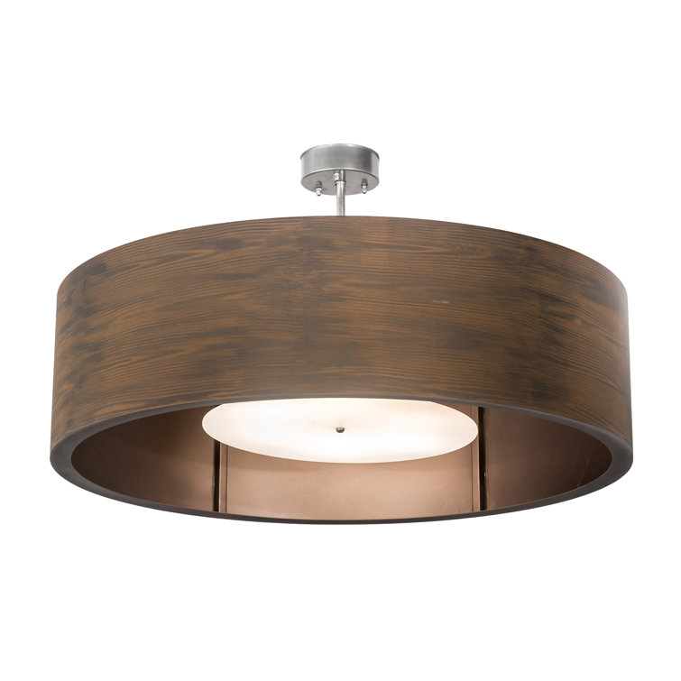 Nickel and Glass 6-Light Drum Pendant