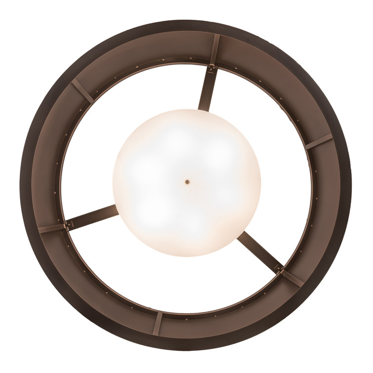 Nickel and Glass 6-Light Drum Pendant