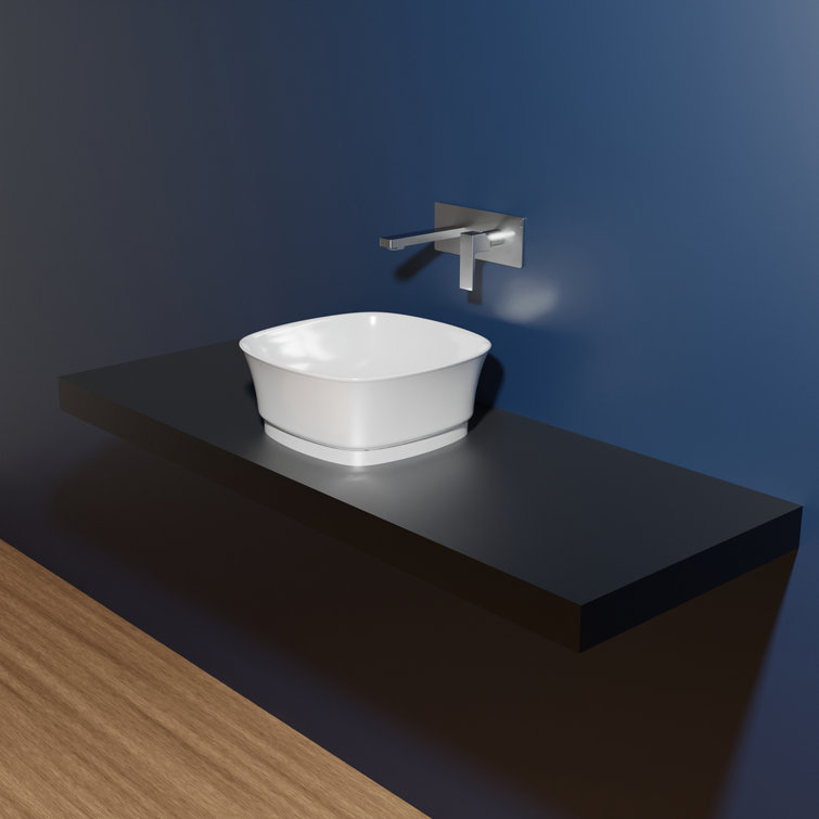 White Ceramic Square Wall-Mount Bathroom Sink