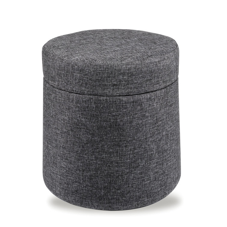 Modern Gray 18'' Wobble Storage Ottoman with Midnight Blue Cushion