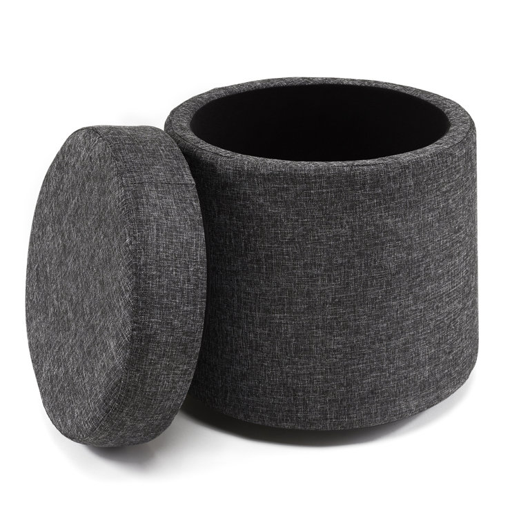 Modern Gray 18'' Wobble Storage Ottoman with Midnight Blue Cushion