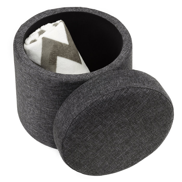 Modern Gray 18'' Wobble Storage Ottoman with Midnight Blue Cushion