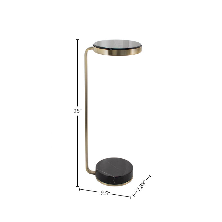Black Marble and Brass Drink Table Lamp, 25"