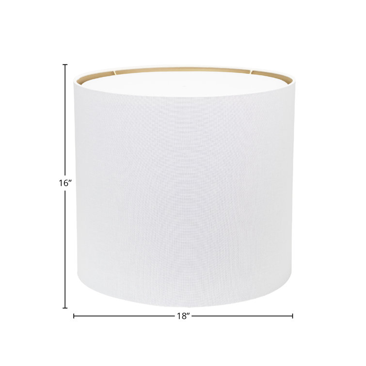 White Linen Drum Lamp Shade with Gold Lining, 18"
