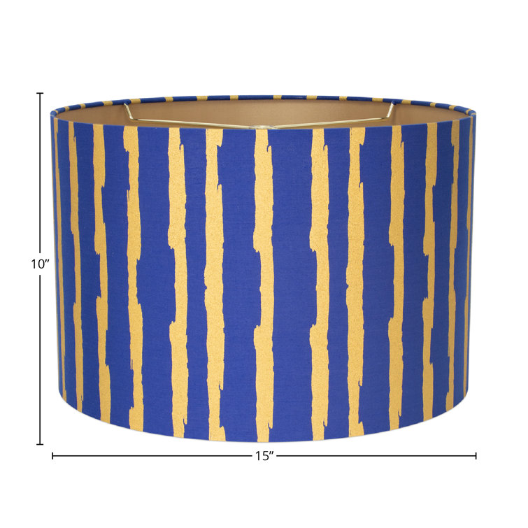 15'' Blue and Gold Linen Drum Lamp Shade