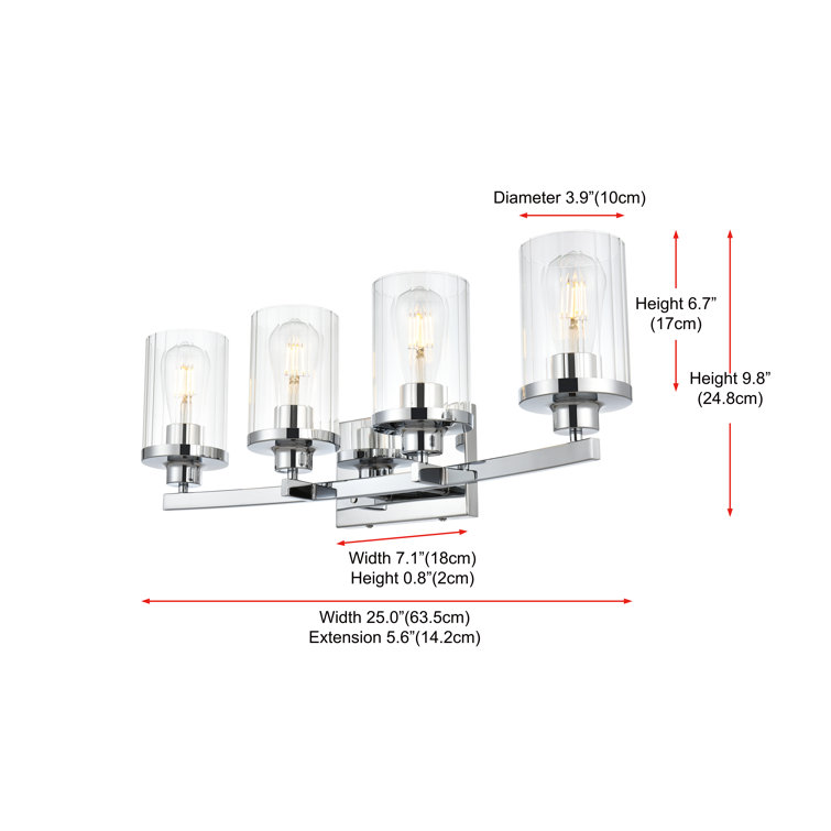 Dariela 4-Light Chrome and Clear Glass Vanity Light