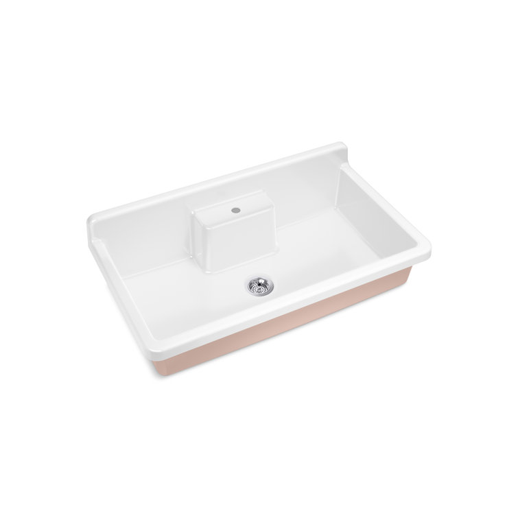 Peach Blow Cast Iron Farmhouse Single Bowl Kitchen Sink