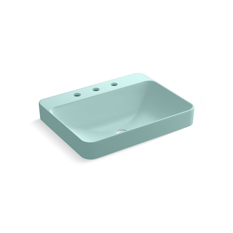 Spring Green Ceramic Rectangular Vessel Bathroom Sink