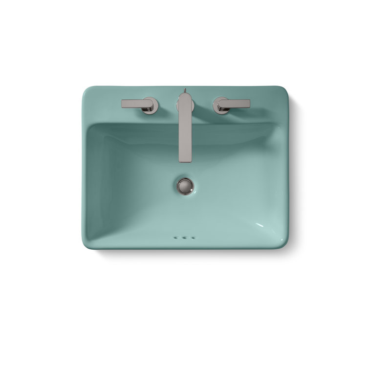Spring Green Ceramic Rectangular Vessel Bathroom Sink
