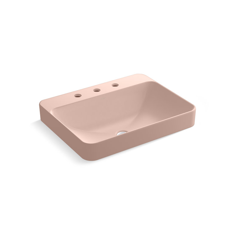 Peachblow Ceramic Rectangular Vessel Bathroom Sink with Overflow