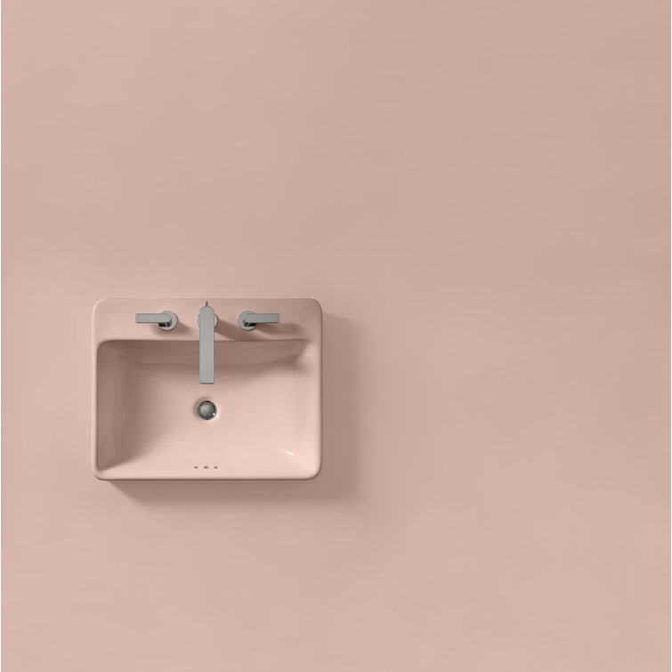 Peachblow Ceramic Rectangular Vessel Bathroom Sink with Overflow