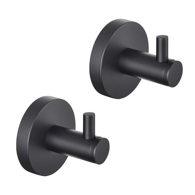 Matte Black Circular Wall Mounted Robe Hook Set