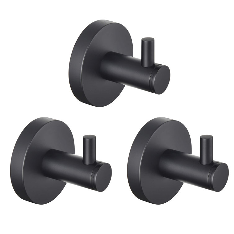 Matte Black Circular Wall Mounted Robe Hook Set