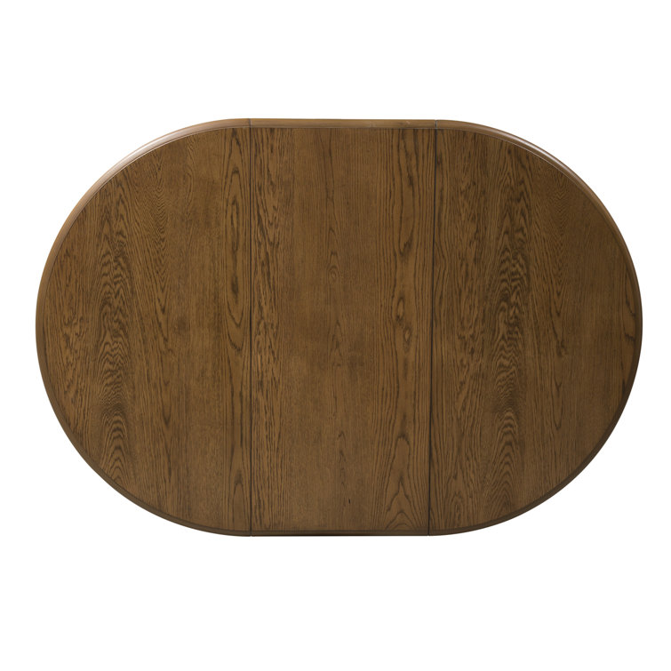 White and Brown Round Extendable Wood Dining Table