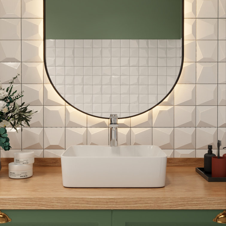 Ally 19" x 15 White Ceramic Rectangular Above-Counter Vessel Sink