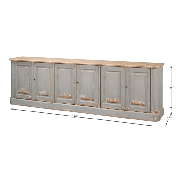 Sarreid Sky Blue 119'' Pine Top Solid Wood Sideboard