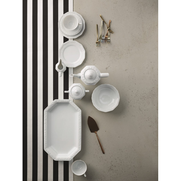 Maria White Porcelain Tea Cup with Elegant Relief