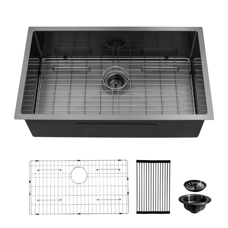 32'' Gunmetal Black Stainless Steel Undermount Kitchen Sink