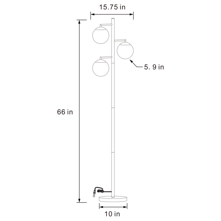 Darlington 66'' Gold and White Iron Floor Lamp